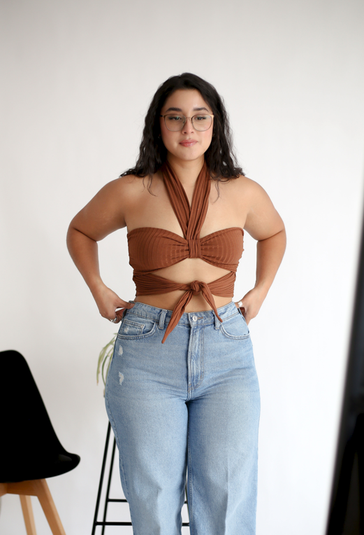 Brown Tie Top